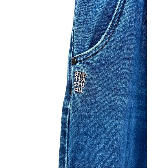 One Teaspoon wide leg drawstring jeans. High rise split hem Women small light - Picture 3 of 8